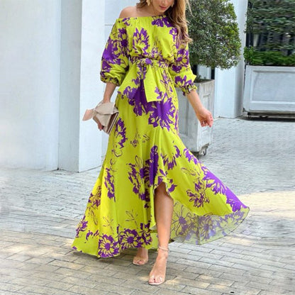 Robe Midi À Imprimé Floral Avec Ceinture Pour Femme | Idéal Pour Sorties Et Événements