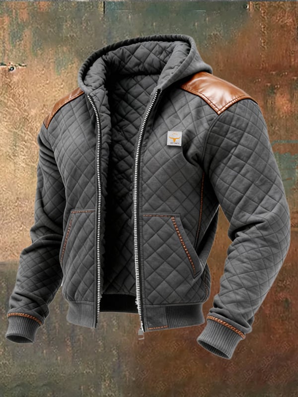 Veste Zippée À Capuche Avec Design Matelassé Pour Homme | Idéale Pour Saisons Intermédiaires