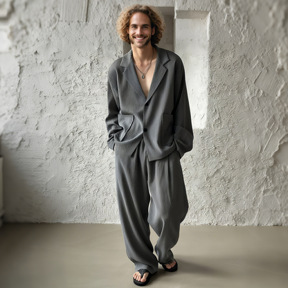 Ensemble Deux Pièces avec Chemise à Manches Longues et Pantalon Droit pour Homme | Idéal pour Un Usage Quotidien