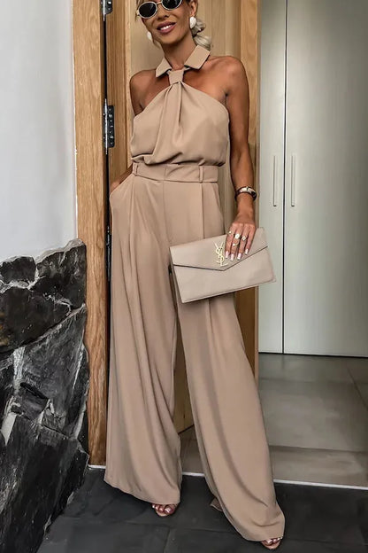 Combinaison Avec Col Halter Et Jambe Large Pour Femmes | Idéal Pour Soirées Et Événements