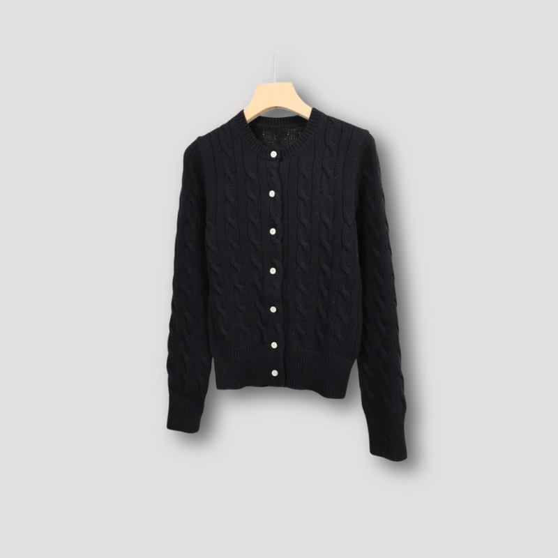 Cardigan à Manches Longues avec Motif Torsadé et Boutons pour Femmes | Idéal pour l’Automne et l’Hiver
