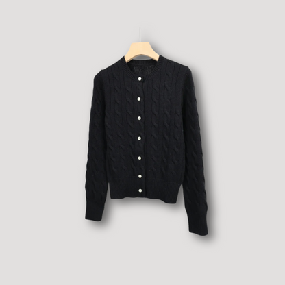 Cardigan à Manches Longues avec Motif Torsadé et Boutons pour Femmes | Idéal pour l’Automne et l’Hiver