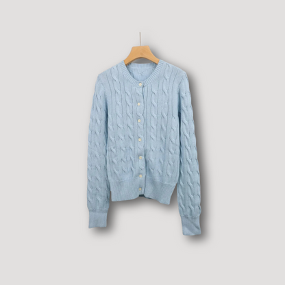 Cardigan à Manches Longues avec Motif Torsadé et Boutons pour Femmes | Idéal pour l’Automne et l’Hiver