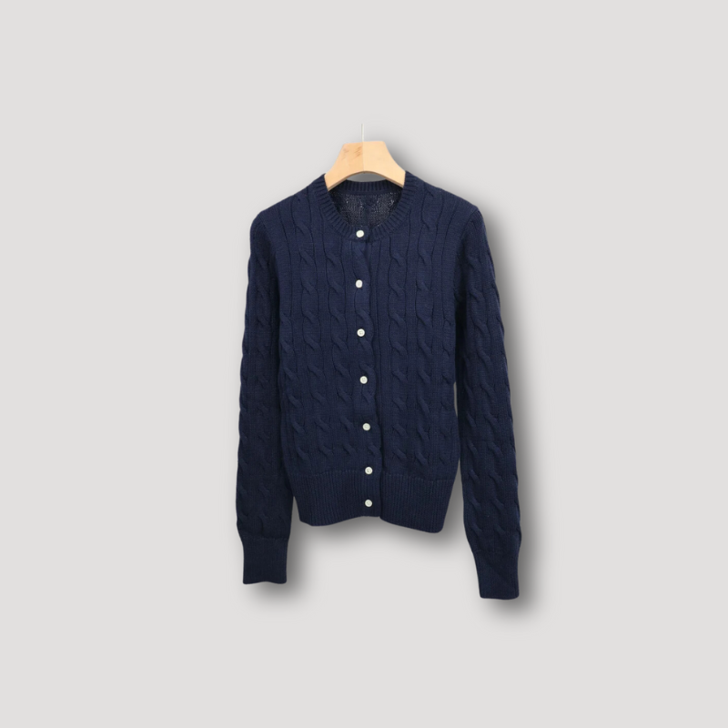 Cardigan à Manches Longues avec Motif Torsadé et Boutons pour Femmes | Idéal pour l’Automne et l’Hiver