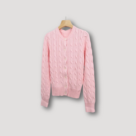 Cardigan à Manches Longues avec Motif Torsadé et Boutons pour Femmes | Idéal pour l’Automne et l’Hiver