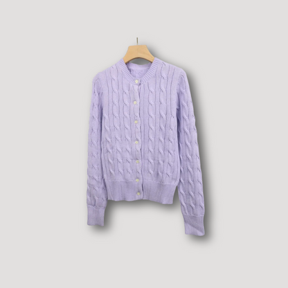 Cardigan à Manches Longues avec Motif Torsadé et Boutons pour Femmes | Idéal pour l’Automne et l’Hiver