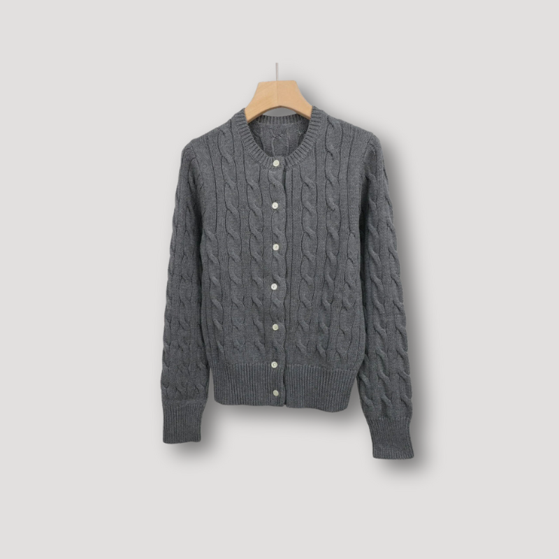 Cardigan à Manches Longues avec Motif Torsadé et Boutons pour Femmes | Idéal pour l’Automne et l’Hiver
