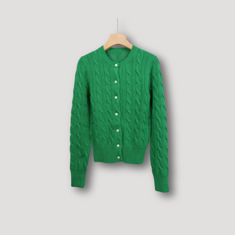 Cardigan à Manches Longues avec Motif Torsadé et Boutons pour Femmes | Idéal pour l’Automne et l’Hiver