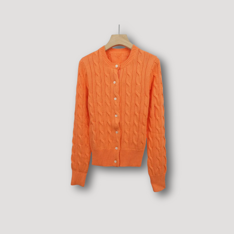 Cardigan à Manches Longues avec Motif Torsadé et Boutons pour Femmes | Idéal pour l’Automne et l’Hiver