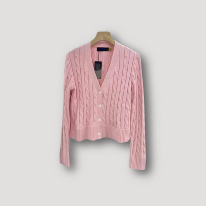Cardigan à Manches Longues avec Motif Torsadé et Boutons pour Femmes | Idéal pour l’Automne et l’Hiver