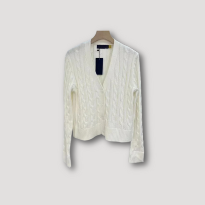 Cardigan à Manches Longues avec Motif Torsadé et Boutons pour Femmes | Idéal pour l’Automne et l’Hiver