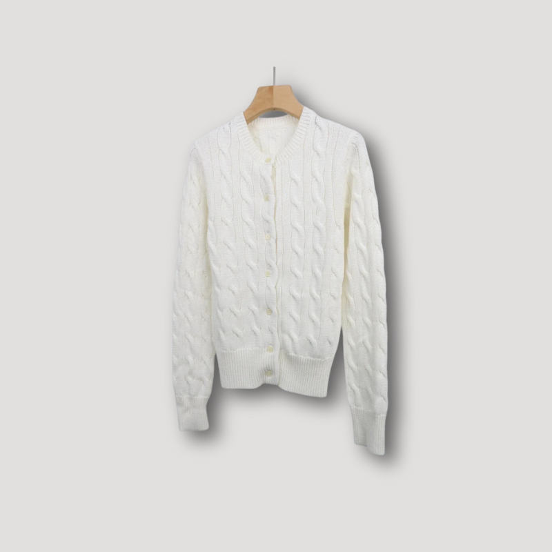 Cardigan à Manches Longues avec Motif Torsadé et Boutons pour Femmes | Idéal pour l’Automne et l’Hiver