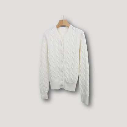 Cardigan à Manches Longues avec Motif Torsadé et Boutons pour Femmes | Idéal pour l’Automne et l’Hiver