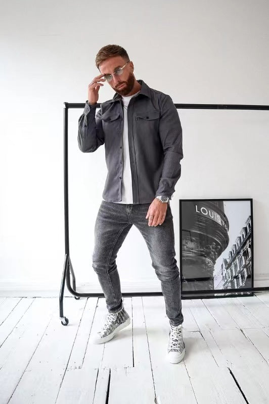 Surchemise À Manches Longues Avec Poches Pour Hommes | Idéal Pour Un Usage Quotidien