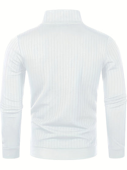 Pull Pour Homme Avec Col Zippé Et Motif Côtelé Pour Adulte | Idéal Pour Usage Quotidien Et Polyvalent