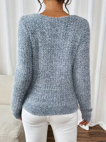 Pull à Col V avec Coupe Ample pour Femme | Idéal pour Usage Quotidien et Mi-Saison