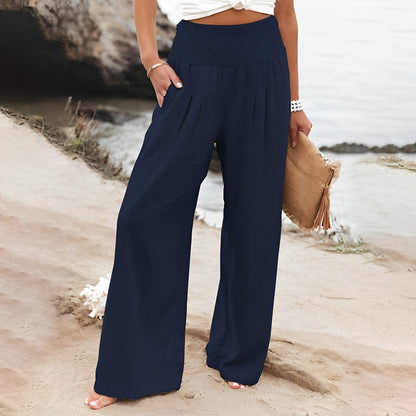 Pantalon Large avec Taille Smockée pour Femme | Idéal pour les Journées Décontractées