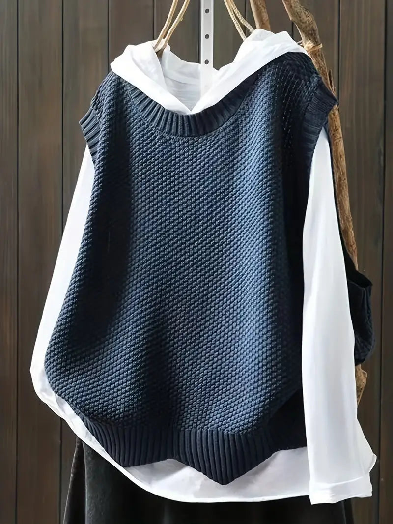 Pull Sans Manches À Col Rond pour Femme | Idéal pour La Mi-Saison Et L’Été