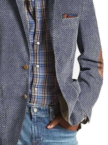 Blazer À Motif Chevron Avec Revers Classique Pour Homme | Idéal Pour Bureau Et Occasions Formelles