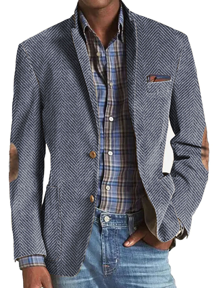 Blazer À Motif Chevron Avec Revers Classique Pour Homme | Idéal Pour Bureau Et Occasions Formelles