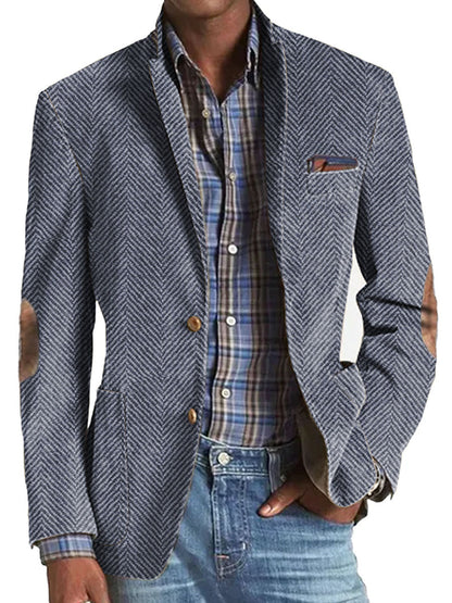 Blazer À Motif Chevron Avec Revers Classique Pour Homme | Idéal Pour Bureau Et Occasions Formelles