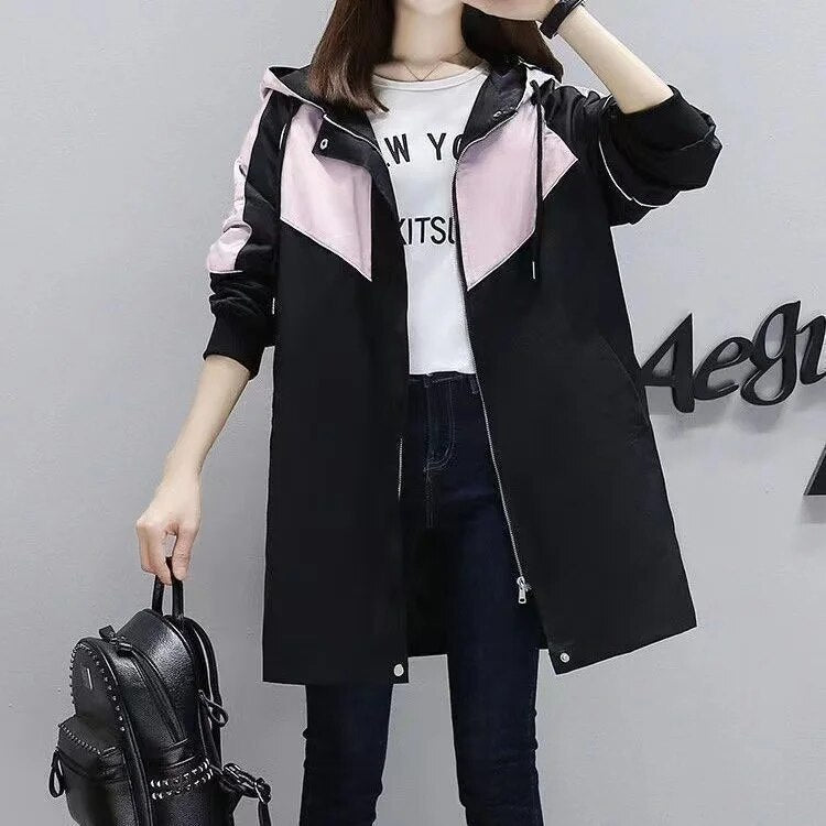 Trench Coat Mi-Long Avec Capuche Et Fermeture Zippée Pour Femmes | Idéal Pour Le Printemps Et L’Automne