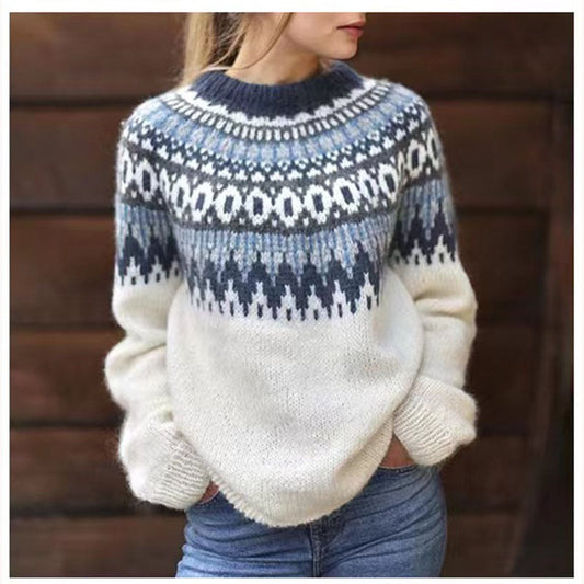 Pull Avec Motif Traditionnel Et Coupe Droite Pour Femme | Idéal Pour La Saison Froide
