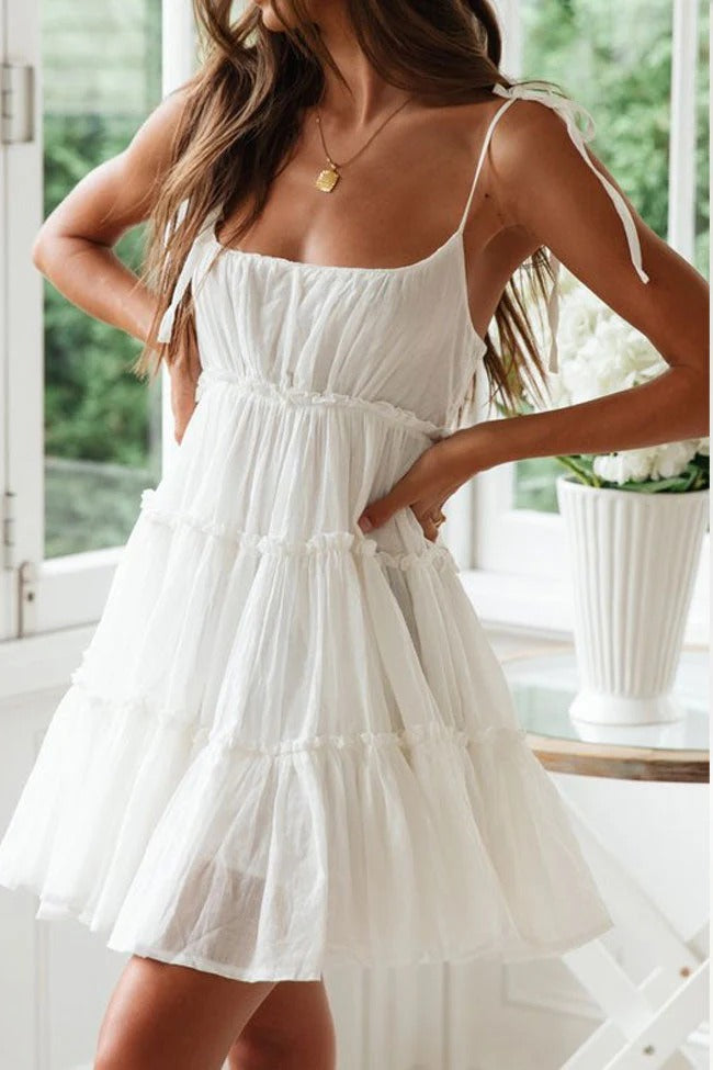 Robe courte à Volants avec Taille élastique pour Femme | Idéale pour les Journées d’été