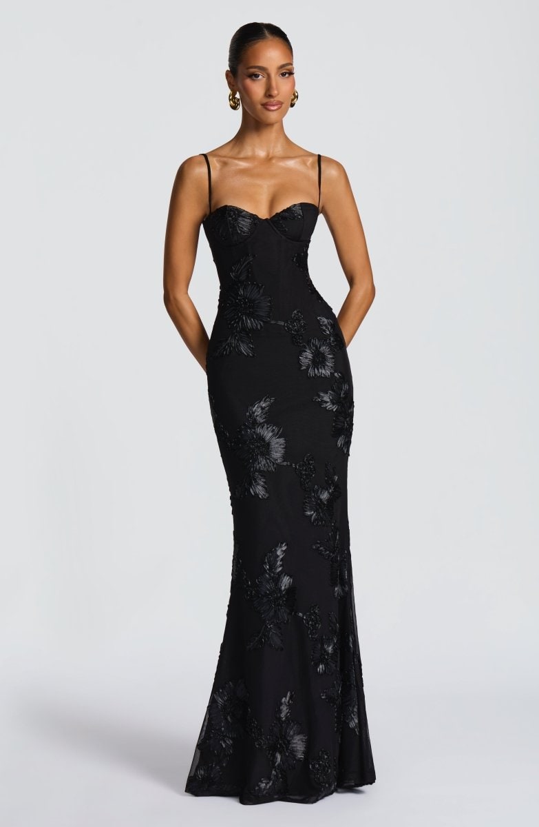 Robe longue bustier à motifs fleuris pour femmes