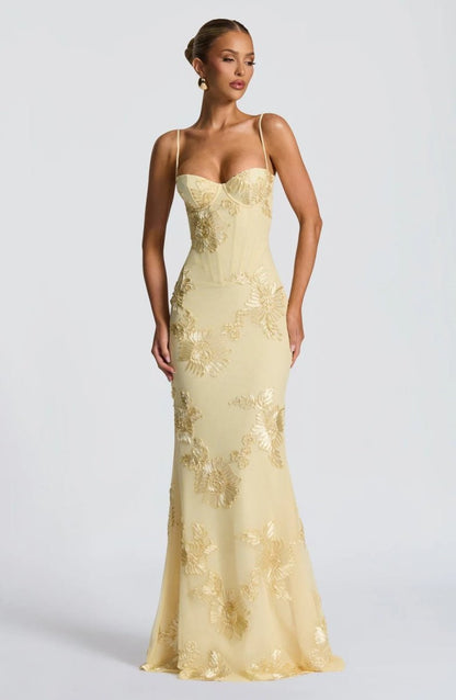 Robe longue bustier à motifs fleuris pour femmes