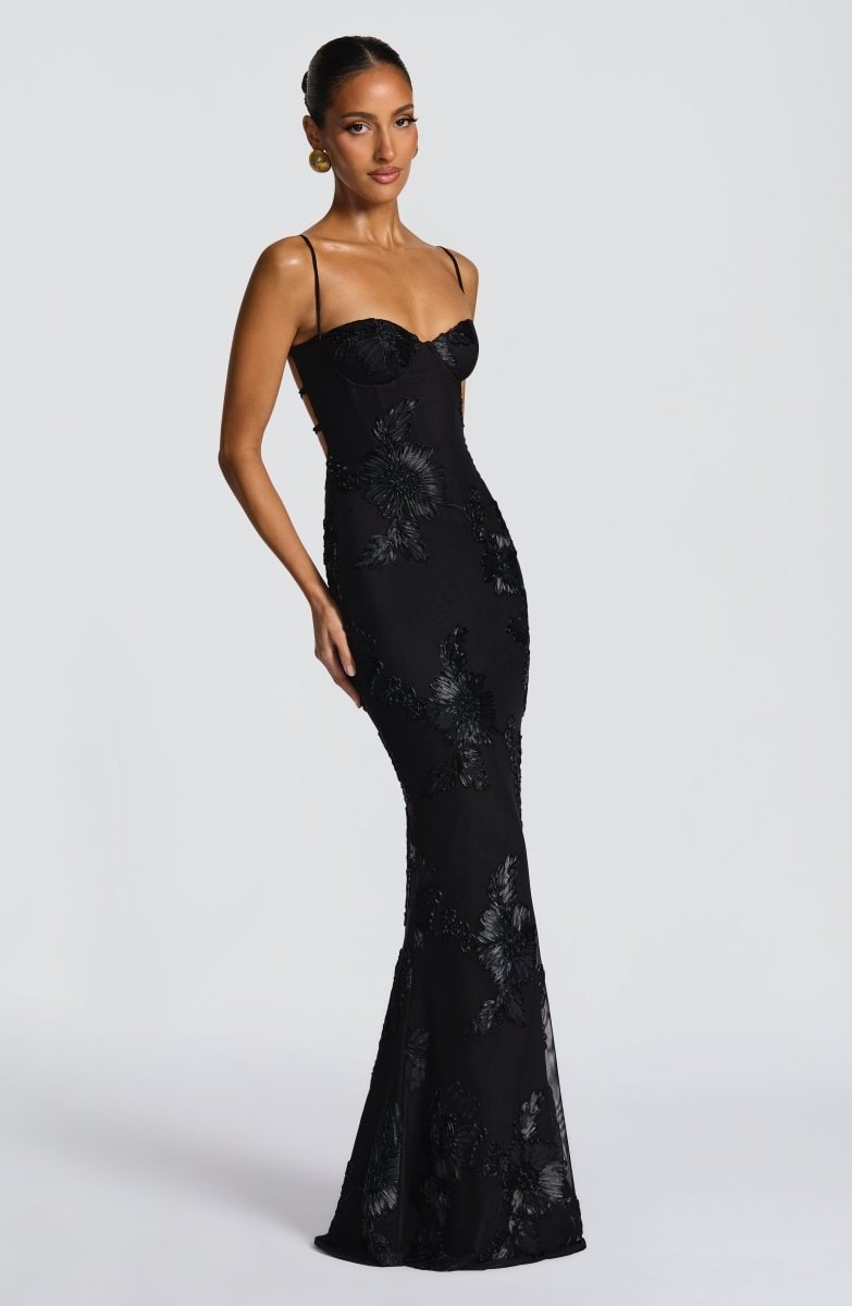 Robe longue bustier à motifs fleuris pour femmes