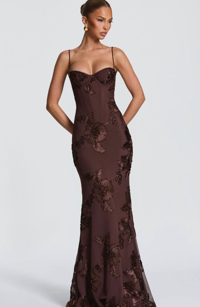 Robe longue bustier à motifs fleuris pour femmes