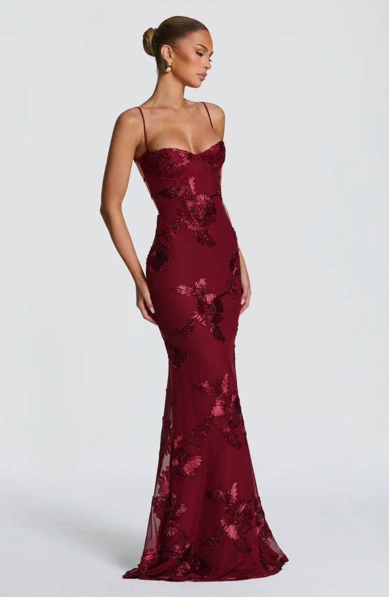 Robe longue bustier à motifs fleuris pour femmes