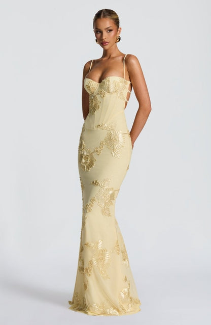 Robe longue bustier à motifs fleuris pour femmes