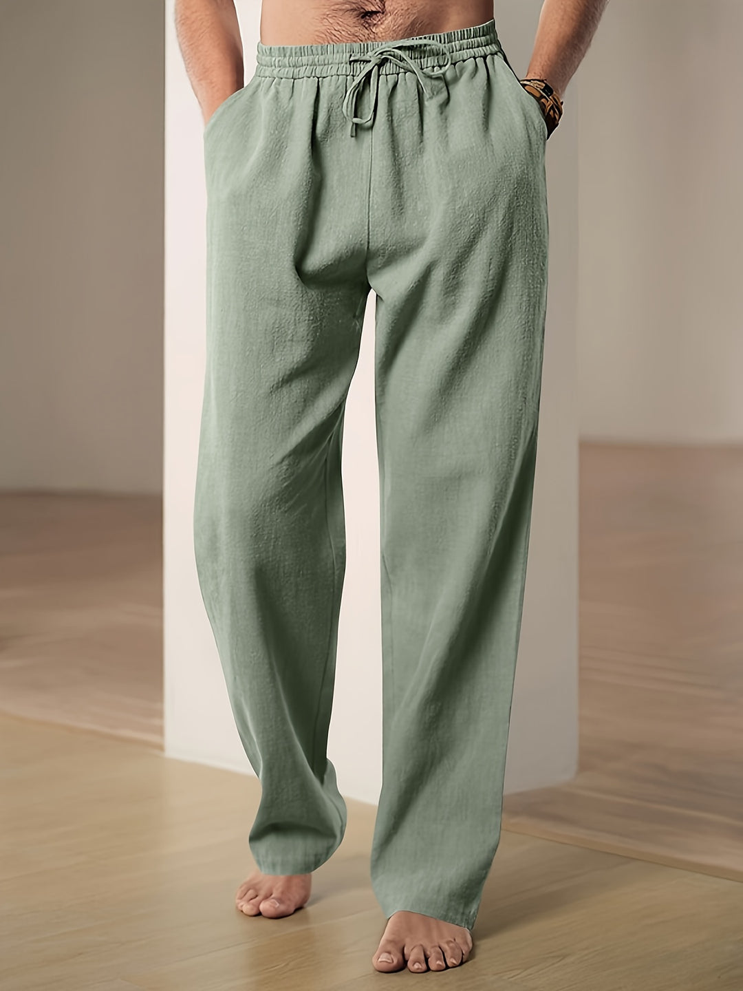 Pantalon Décontracté Avec Coupe Droite Et Taille Élastique Pour Homme | Idéal Pour Vacances Et Loisirs