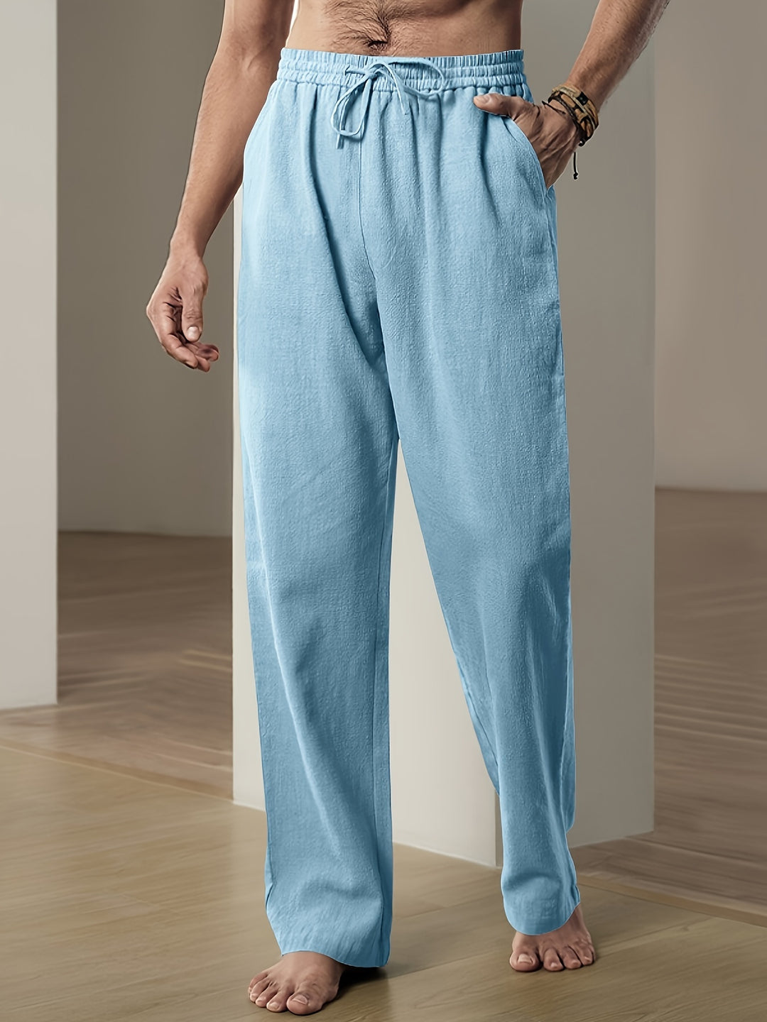 Pantalon Décontracté Avec Coupe Droite Et Taille Élastique Pour Homme | Idéal Pour Vacances Et Loisirs