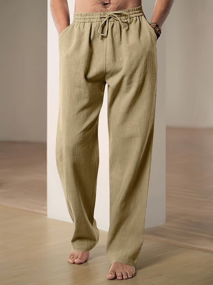 Pantalon Décontracté Avec Coupe Droite Et Taille Élastique Pour Homme | Idéal Pour Vacances Et Loisirs