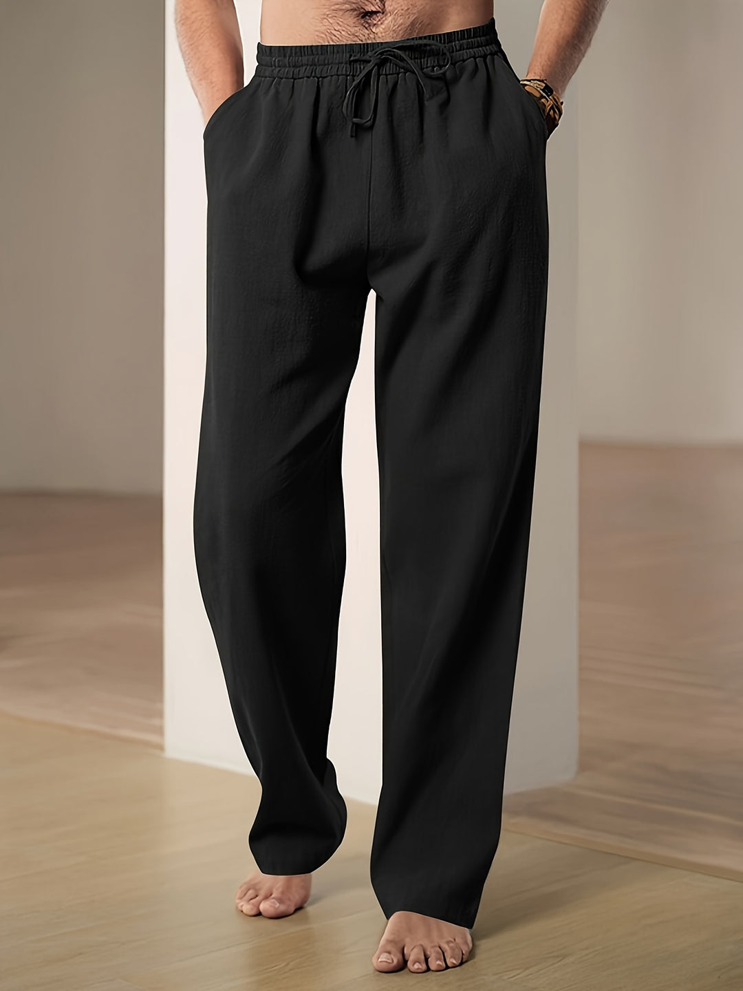 Pantalon Décontracté Avec Coupe Droite Et Taille Élastique Pour Homme | Idéal Pour Vacances Et Loisirs