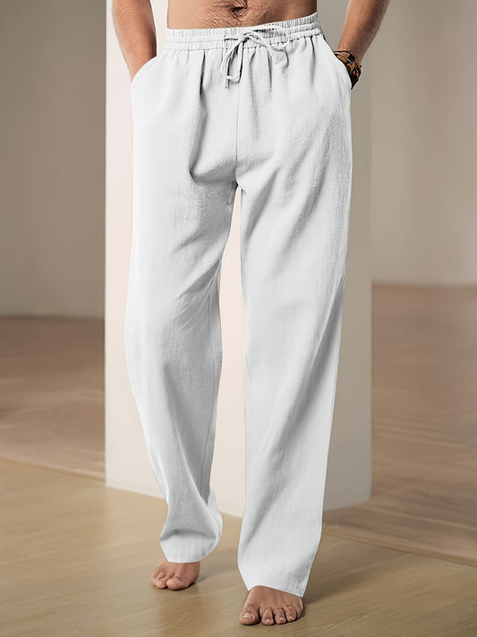 Pantalon Décontracté Avec Coupe Droite Et Taille Élastique Pour Homme | Idéal Pour Vacances Et Loisirs