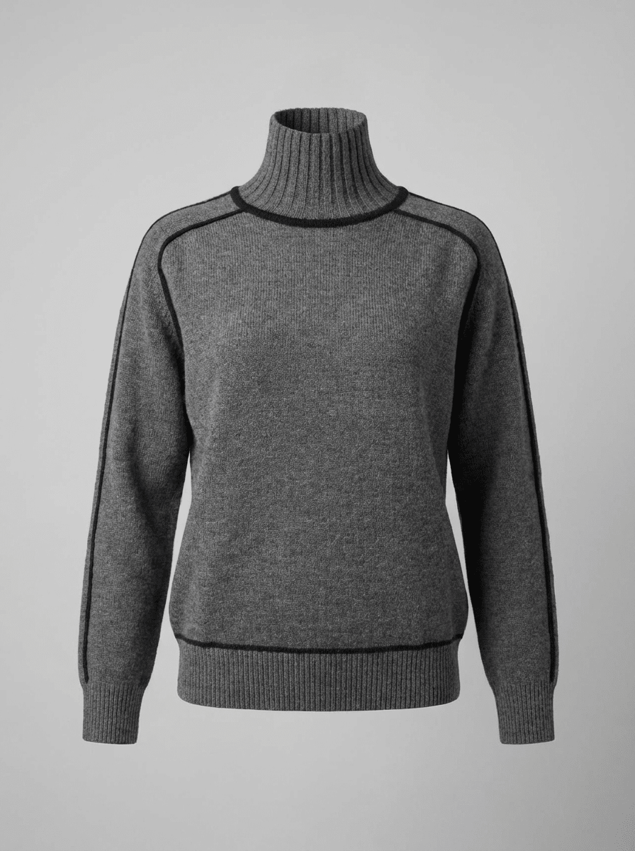 Pull col roulé à liserés contrastants pour femmes | Idéal pour l’automne et l’hiver