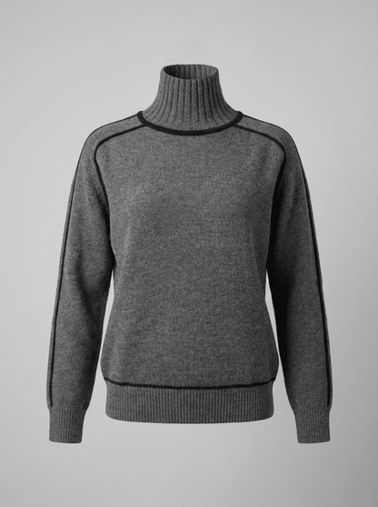 Pull col roulé à liserés contrastants pour femmes | Idéal pour l’automne et l’hiver