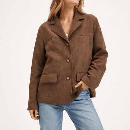 Blazer boutonné pour femmes à col cranté | Idéal pour le bureau et l'automne