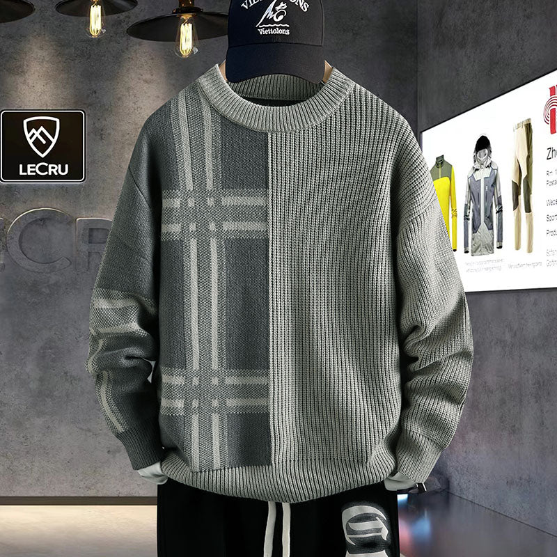 Pull En Maille À Motif Carreaux Avec Col Rond Pour Homme | Idéal Pour Usage Quotidien
