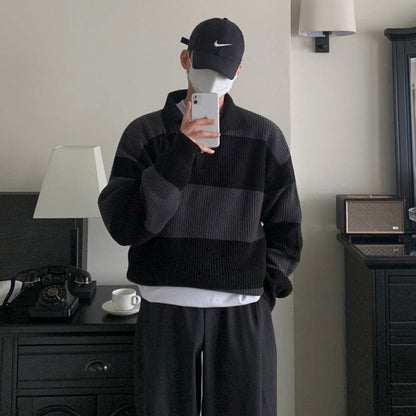 Pull col polo rayé pour hommes