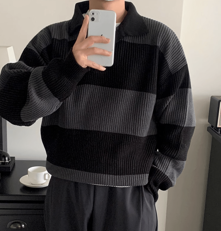 Pull col polo rayé pour hommes