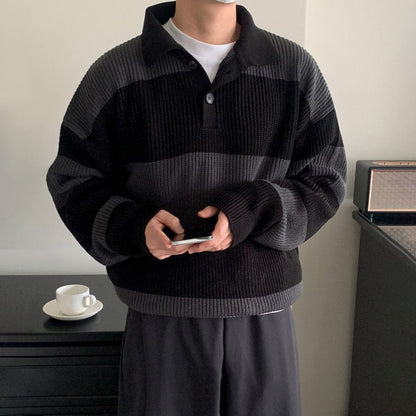 Pull col polo rayé pour hommes