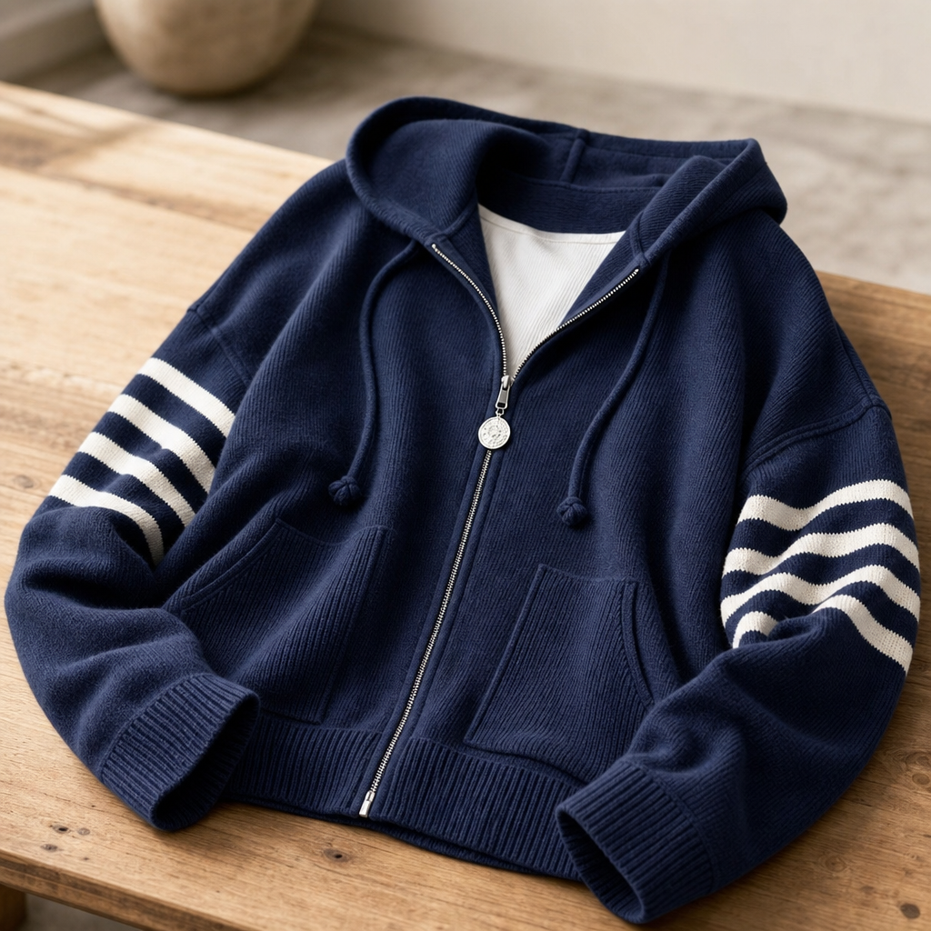 Gilet à capuche à manches rayées pour femmes