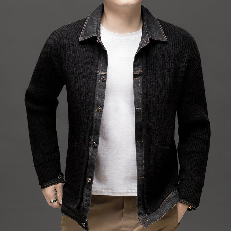 Gilet côtelé à col chemise pour hommes