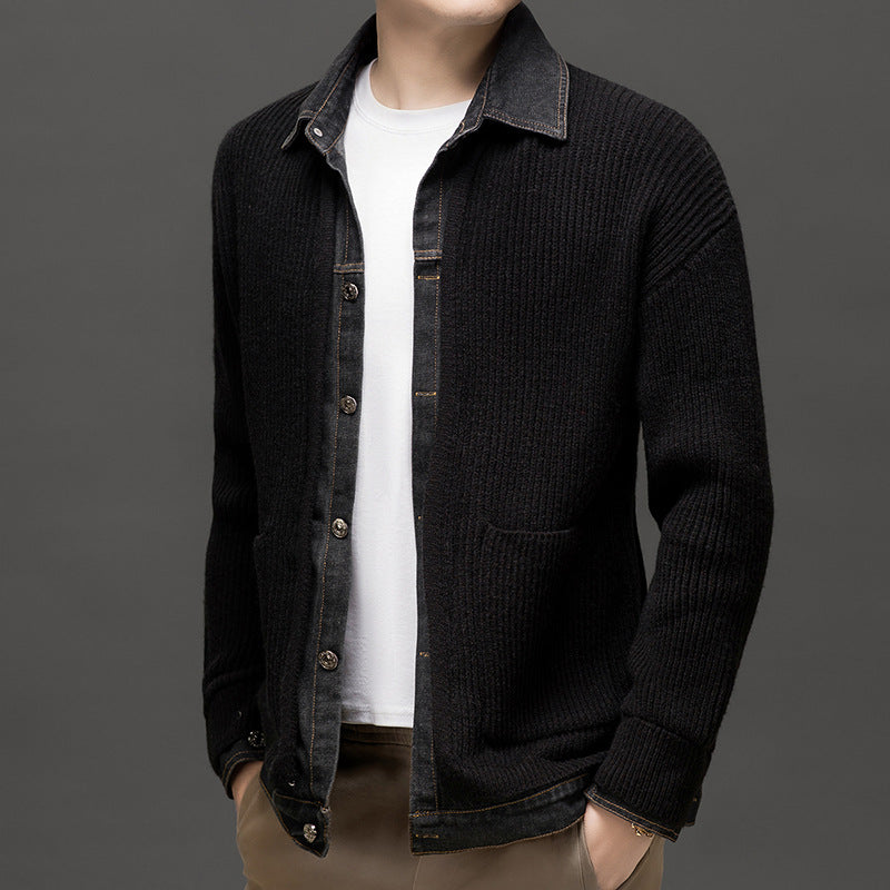 Gilet côtelé à col chemise pour hommes