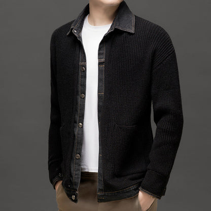 Gilet côtelé à col chemise pour hommes
